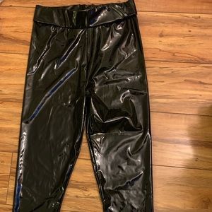 Boohoo Vinyl High Waist Leggings - Black